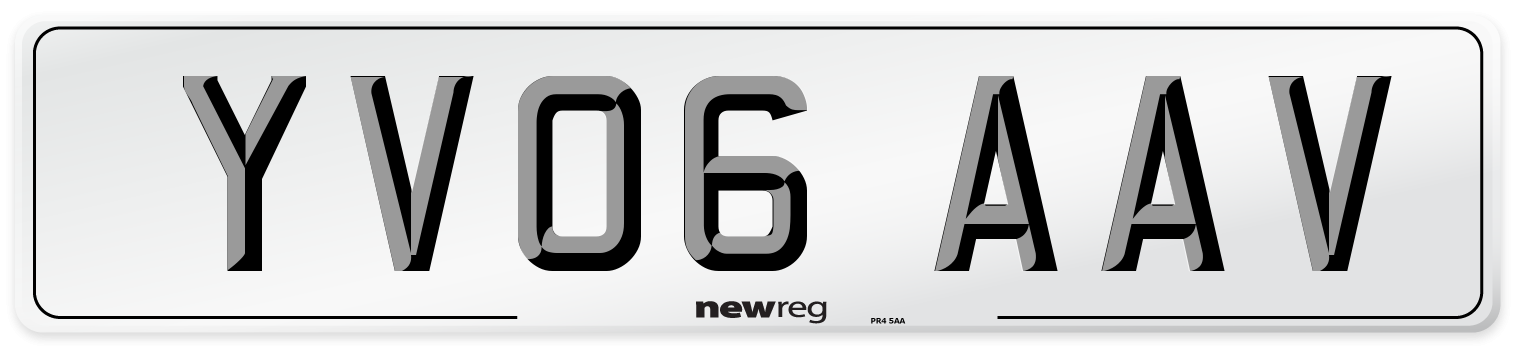 YV06 AAV Number Plate from New Reg